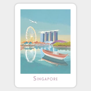 Vintage Retro Minimal Singapore Skyline Reflection Sticker